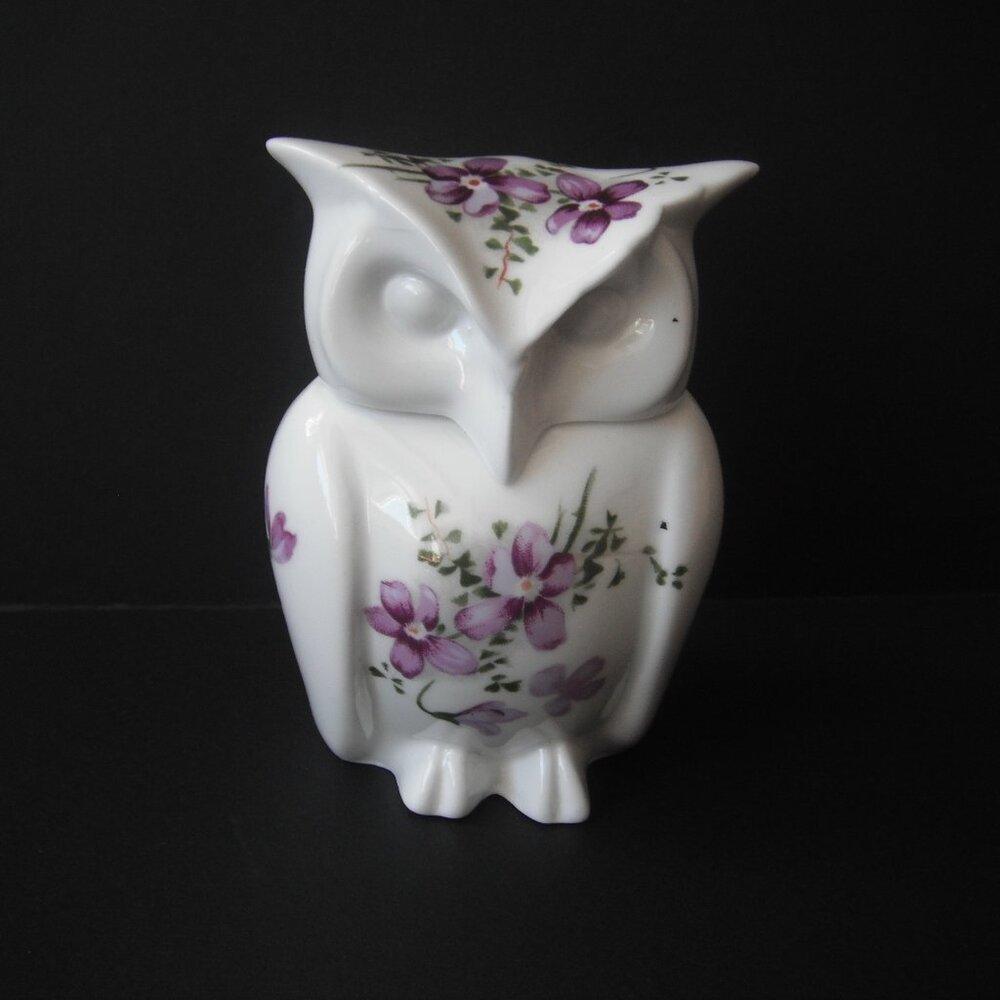 Vintage Countryside Hammersley Victorian Violets Bone China White Owl Trinket Bo